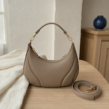 Crescent Hobo Shoulder Bag with Two Straps, Vegan Leather Everyday Purse