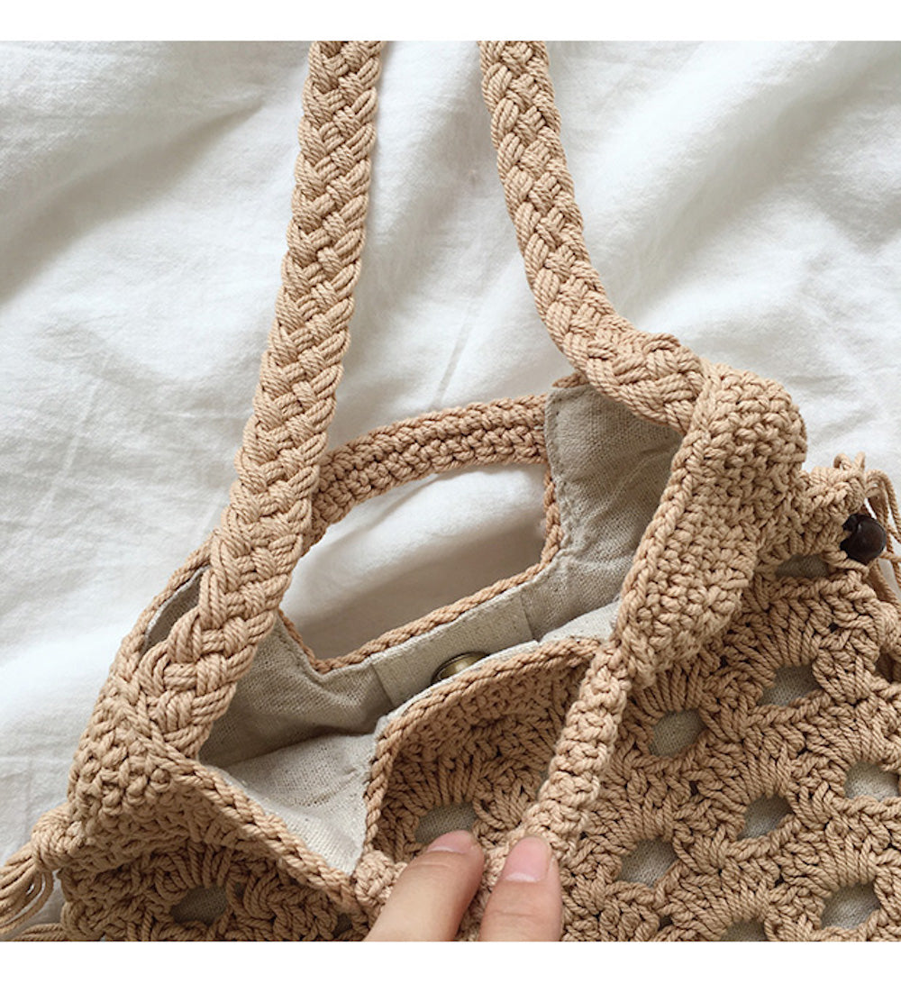 Women’s Retro Cotton Crochet Shoulder Bag for Boho Everyday Style & Gifts