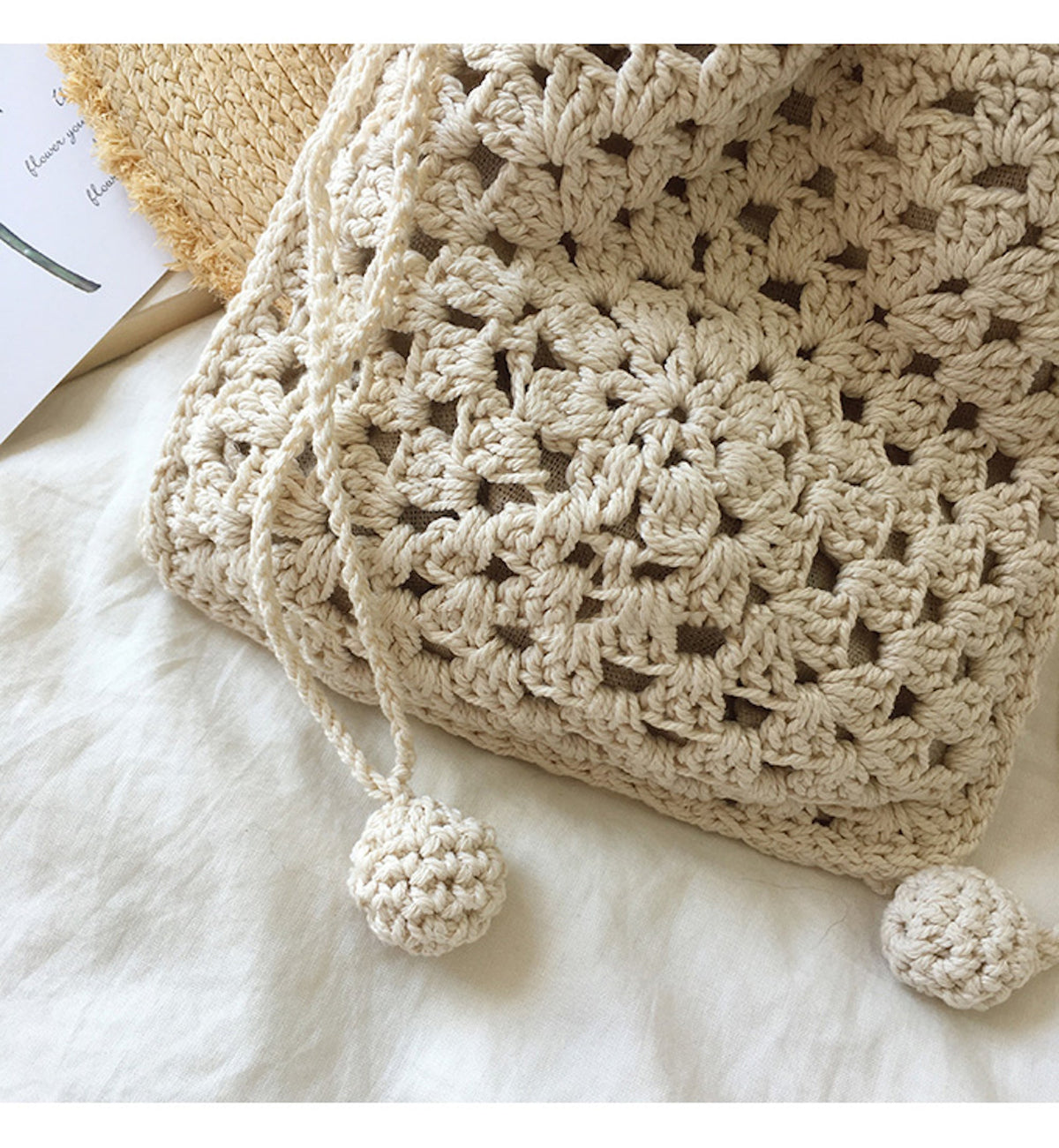 Women’s Retro Cotton Knitted Shoulder Bucket Bag Crossbody Bag for Boho Everyday Style & Gifts