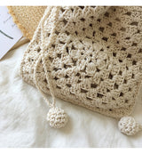 Women’s Retro Cotton Knitted Shoulder Bucket Bag Crossbody Bag for Boho Everyday Style & Gifts