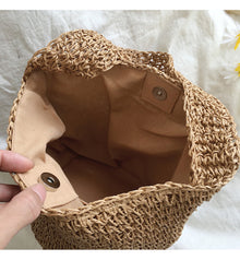 Women’s Straw Shoulder Bucket Bag for Beach, Vacation & Summer Outfits