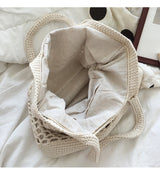 Women’s Retro Fish Net Cotton Knitted Shoulder Bag for Boho Everyday Style & Gifts
