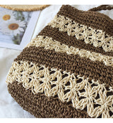 Women’s Patterned Straw Woven Tote Bag for Beach, Vacation & Summer Outfits