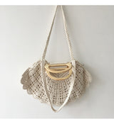 Women’s Artsy Shell Shaped Cotton Shoulder Bag Purse for Boho Everyday Style & Gifts