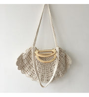 Women’s Artsy Shell Shaped Cotton Shoulder Bag Purse for Boho Everyday Style & Gifts
