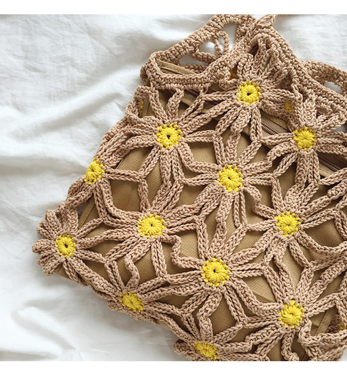 Women’s Retro Daisy Cotton Knitted Shoulder Bag for Boho Everyday Style & Gifts