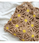 Women’s Retro Daisy Cotton Knitted Shoulder Bag for Boho Everyday Style & Gifts