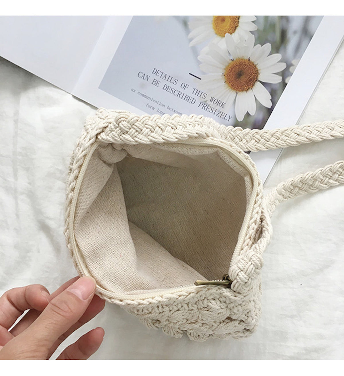 Women’s Small Boho Cotton Knitted Shoulder Bag Purse for Boho Everyday Style & Gifts