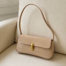 Sac baguette brillant en cuir vegan, sac à épaule Y2K à rabat pour femme
