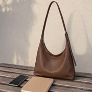 Soft Vegan Leather Hobo Bag, Large Everyday Shoulder Purse for Women | phone scale brown | SheSelects Atelier