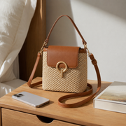Straw Crossbody Bag for Women, Woven Summer Shoulder Purse with Flap
