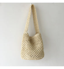 Women’s Straw Shoulder Bucket Bag for Beach, Vacation & Summer Outfits