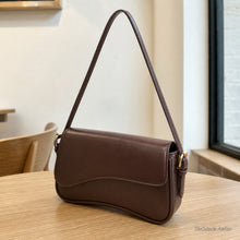 Vegan Leather Baguette Bag, Retro Shoulder Purse with Asymmetric Flap