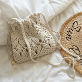 Women’s Macrame Cotton Retro Cotton Macrame Shoulder Drawstring Bag Crossbody Bag for Boho Everyday Style & Gifts