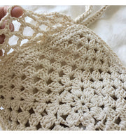 Women’s Retro Cotton Knitted Shoulder Bucket Bag Crossbody Bag for Boho Everyday Style & Gifts
