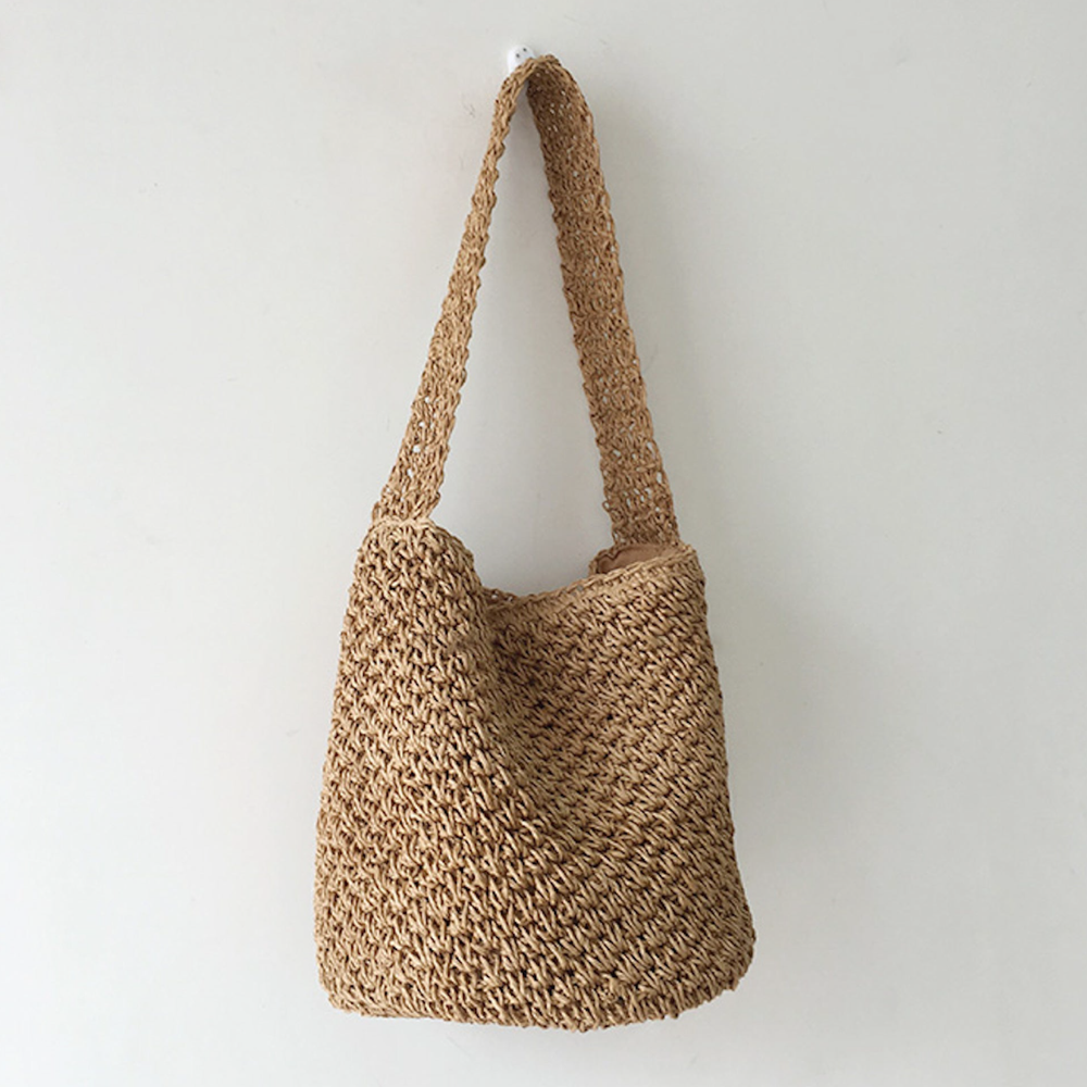 Women’s Straw Shoulder Bucket Bag for Beach, Vacation & Summer Outfits