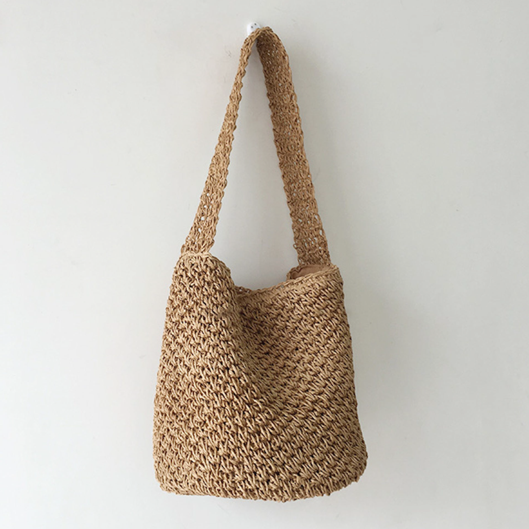 Women’s Straw Shoulder Bucket Bag for Beach, Vacation & Summer Outfits