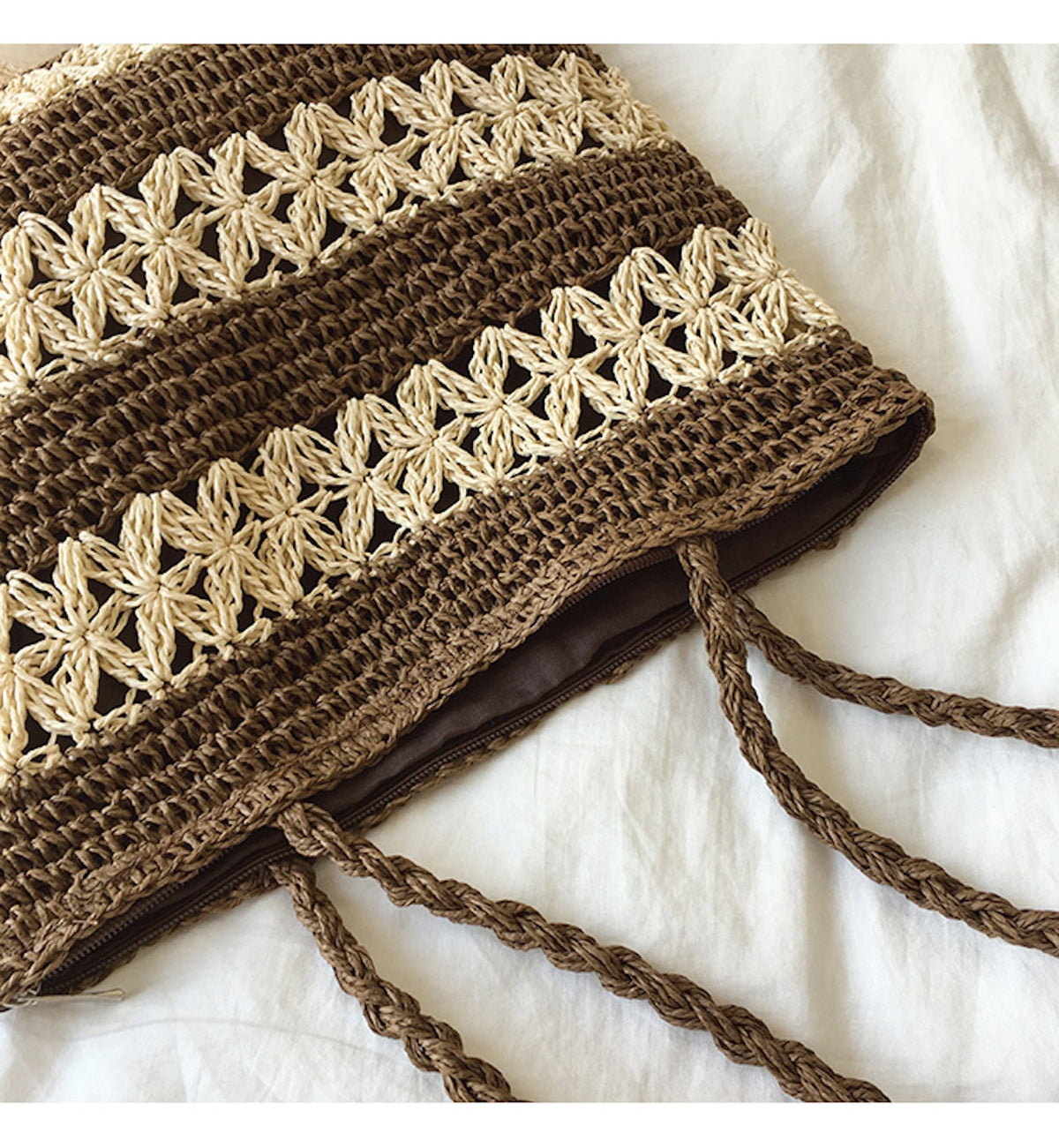 Women’s Patterned Straw Woven Tote Bag for Beach, Vacation & Summer Outfits