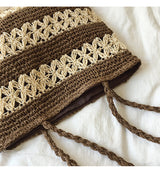 Women’s Patterned Straw Woven Tote Bag for Beach, Vacation & Summer Outfits