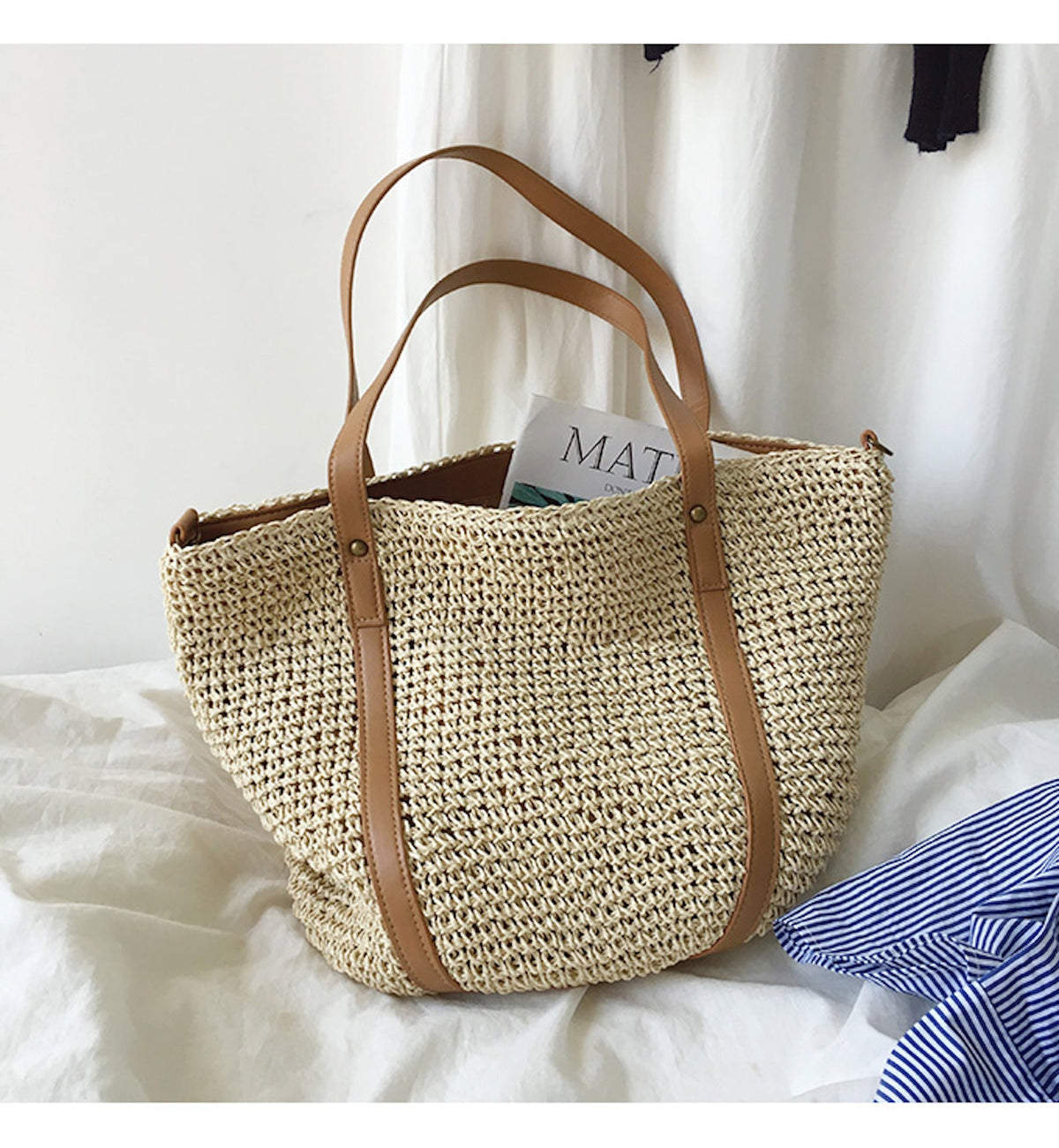 Women’s Large Straw Woven Tote Bag for Beach, Vacation & Summer Outfits