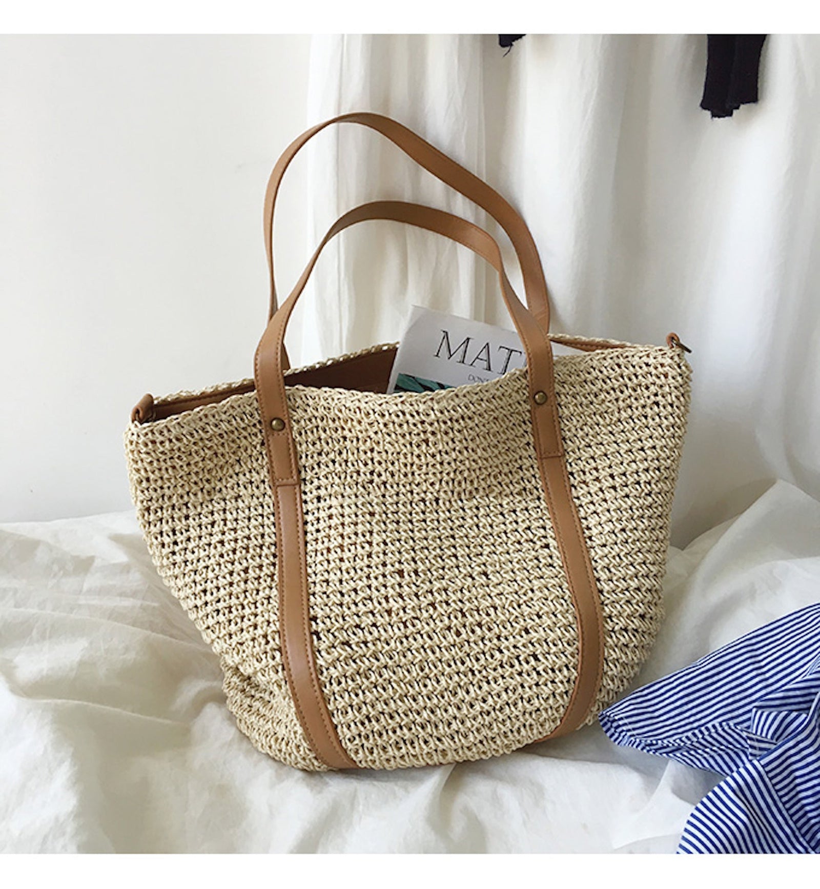 Women’s Large Straw Woven Tote Bag for Beach, Vacation & Summer Outfits