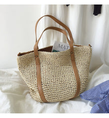 Women’s Large Straw Woven Tote Bag for Beach, Vacation & Summer Outfits