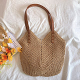 Women’s Retro Straw Woven Tote Bag for Beach, Vacation & Summer Outfits