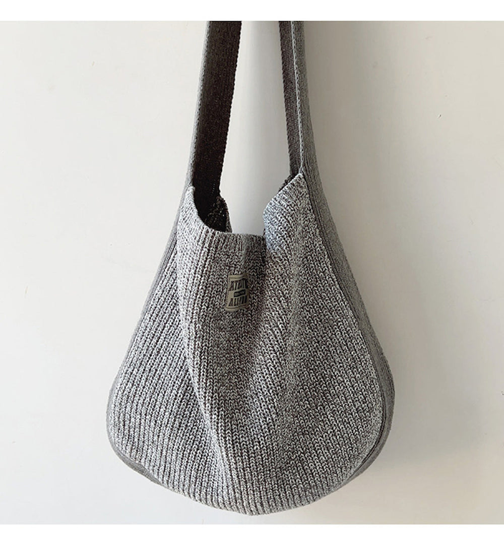 Damen Baumwoll-Strick-Schultertasche Beuteltasche für Boho Alltagsstil & Geschenke