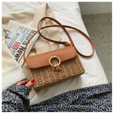 Women’s Straw Woven Box Bag with Leather Flap Handbag for Beach, Vacation & Summer Outfits