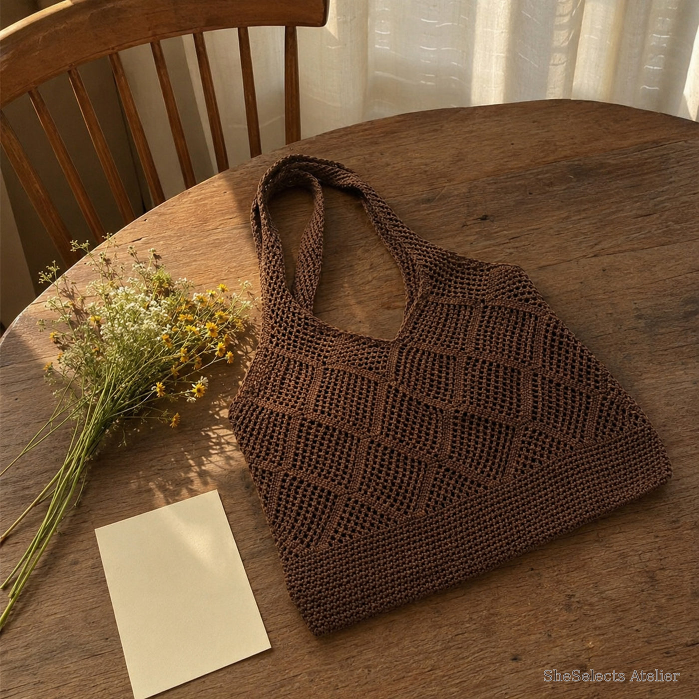SheSelects Atelier gallery refresh 2026-08-01 | Large Crochet Tote Bag | gift coffee