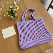 SheSelects Atelier gallery refresh 2026-08-01 | Hollow Knit Shoulder Bag | gift purple