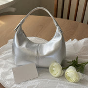 Dumpling Shoulder Bag, Textured Crescent Underarm Purse in Five Colors | gift silver | SheSelects Atelier
