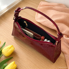 Mini Croc Embossed Shoulder Bag, Glossy Baguette Purse in 13 Colors