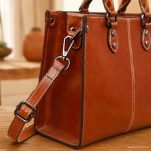 Genuine Cowhide Handbag, Vintage Structured Crossbody and Top Handle Bag for Women