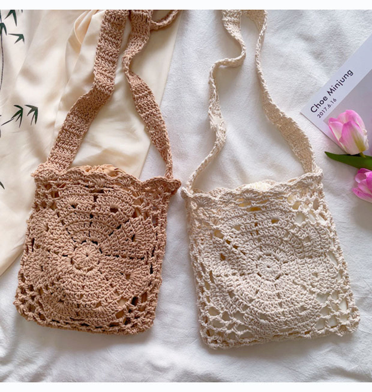 Women’s Boho Cotton Knitted Shoulder Bag Crossbody Bag for Boho Everyday Style & Gifts