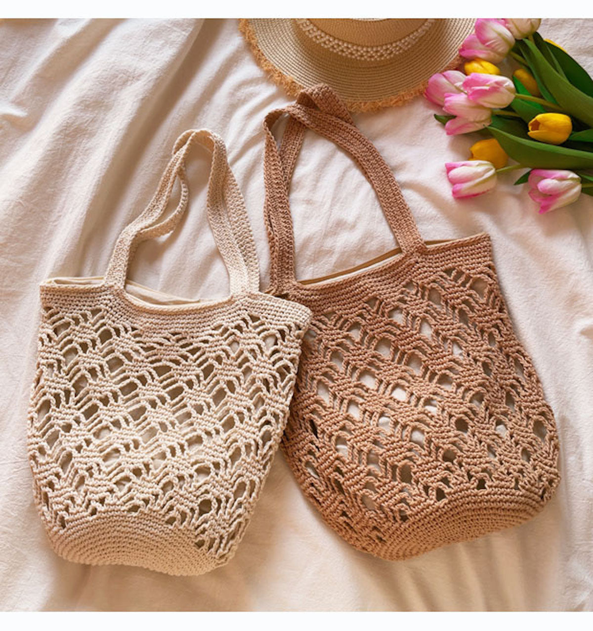 Women’s Cotton Crochet Bucket Bag for Boho Everyday Style & Gifts
