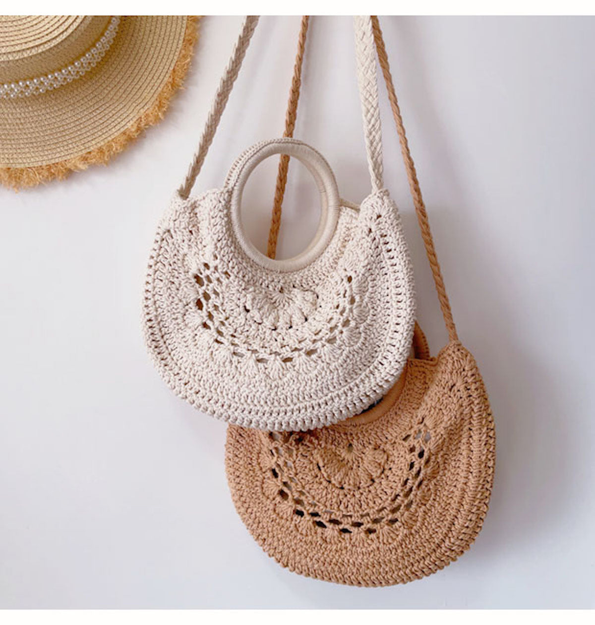 Women’s Crochet Cotton Handmade Top Handle Shoulder Bag for Boho Everyday Style & Gifts