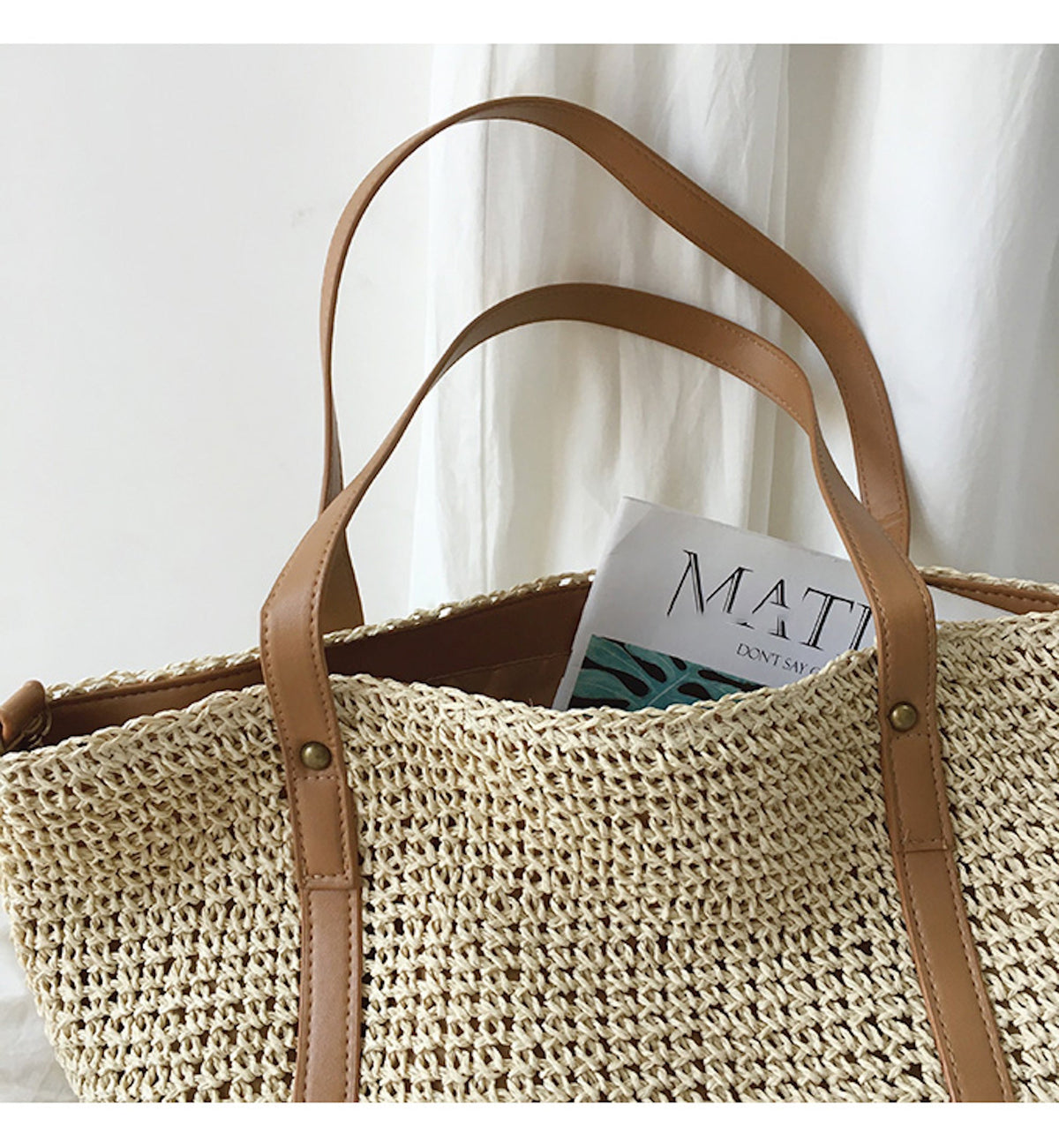 Women’s Large Straw Woven Tote Bag for Beach, Vacation & Summer Outfits