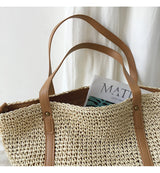 Women’s Large Straw Woven Tote Bag for Beach, Vacation & Summer Outfits