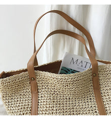 Women’s Large Straw Woven Tote Bag for Beach, Vacation & Summer Outfits
