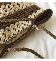 Women’s Patterned Straw Woven Tote Bag for Beach, Vacation & Summer Outfits