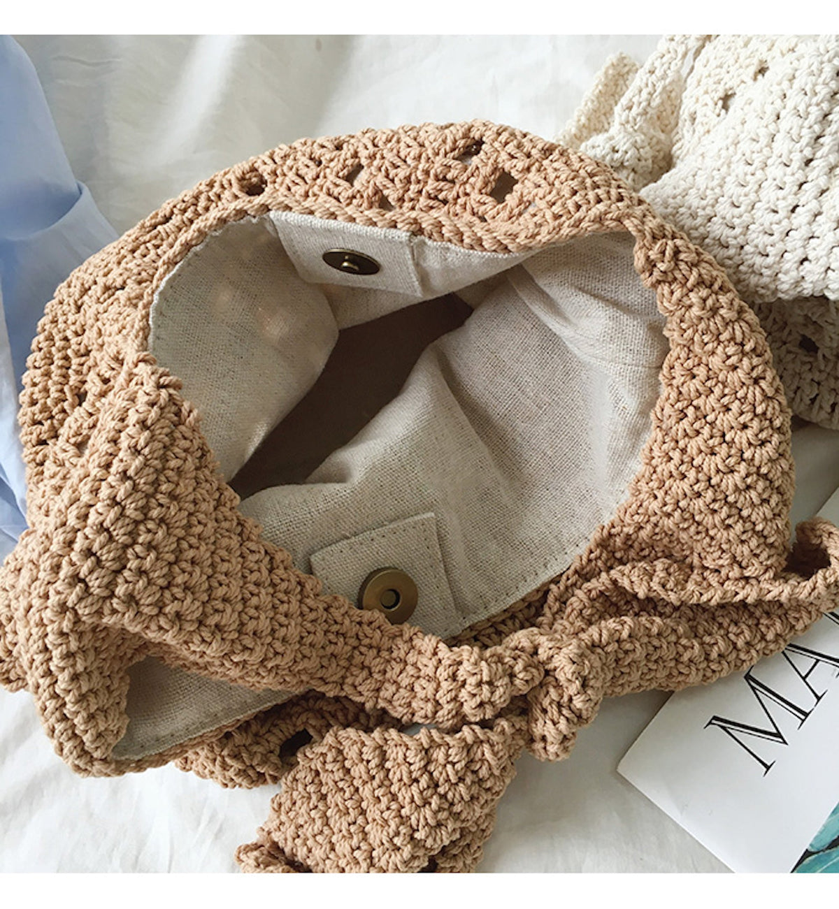 Women’s Medium Crochet Cotton Bucket Bag for Boho Everyday Style & Gifts