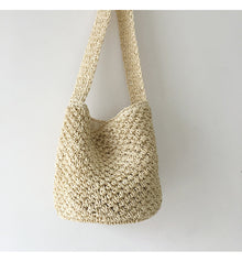 Women’s Straw Shoulder Bucket Bag for Beach, Vacation & Summer Outfits