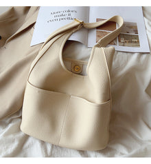 Women’s Simple Leather Tote Bag for Everyday City Outfits