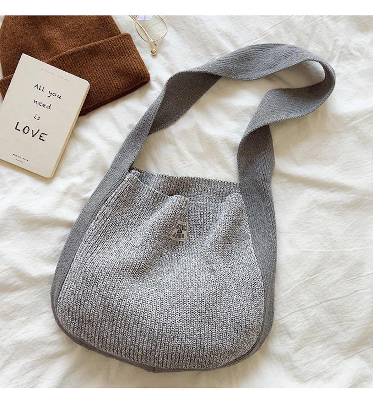 Women’s Cotton Knit Shoulder Bag Bucket Bag for Boho Everyday Style & Gifts