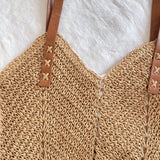 Women’s Retro Straw Woven Tote Bag for Beach, Vacation & Summer Outfits