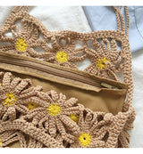 Women’s Retro Daisy Cotton Knitted Shoulder Bag for Boho Everyday Style & Gifts
