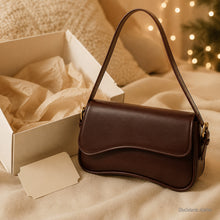 Vegan Leather Baguette Bag, Retro Shoulder Purse with Asymmetric Flap