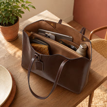 Large Vegan Leather Tote Bag, Structured Work and Travel Shoulder Purse for Women