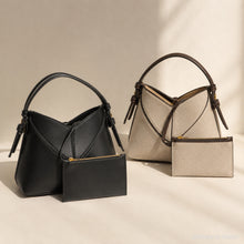 Vegan Leather Hobo Bag, Canvas Shoulder Purse with Crossbody Strap and Pouch